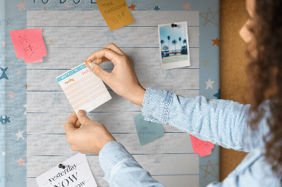 Bedruckte Korkplatte mit Sternenmotiv für To-Do-Listen