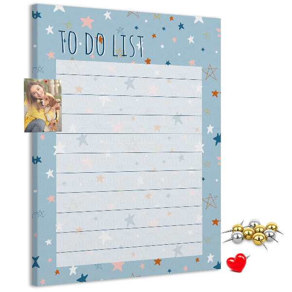 Bedruckte Korkplatte mit Sternenmotiv für To-Do-Listen