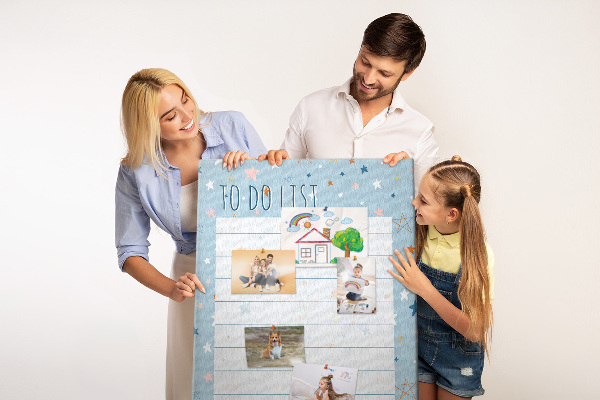 Bedruckte Korkplatte mit Sternenmotiv für To-Do-Listen