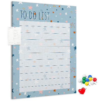 Bedruckte Korkplatte mit Sternenmotiv für To-Do-Listen
