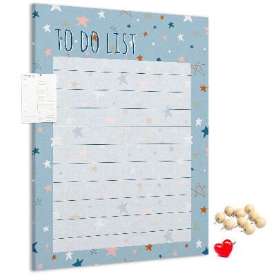 Bedruckte Korkplatte mit Sternenmotiv für To-Do-Listen