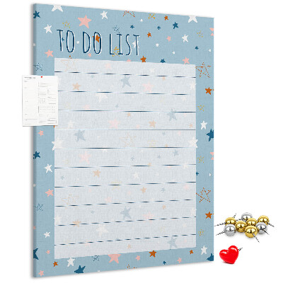 Bedruckte Korkplatte mit Sternenmotiv für To-Do-Listen