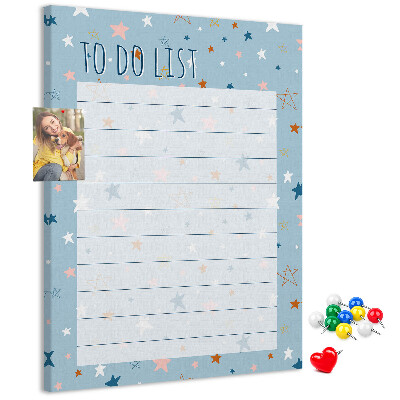 Bedruckte Korkplatte mit Sternenmotiv für To-Do-Listen
