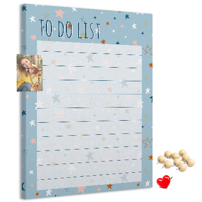 Bedruckte Korkplatte mit Sternenmotiv für To-Do-Listen