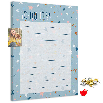 Bedruckte Korkplatte mit Sternenmotiv für To-Do-Listen