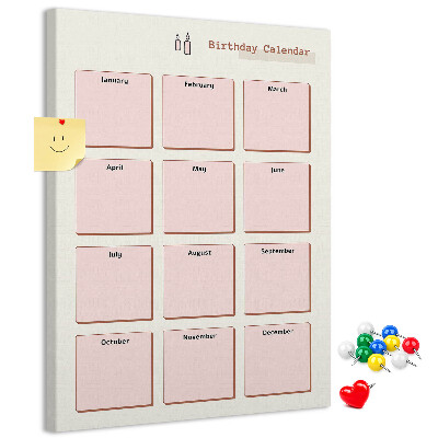 Geburtstagskalender aus Kork mit bedruckter Oberfläche und Platz für Notizen