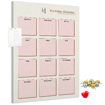 Geburtstagskalender aus Kork mit bedruckter Oberfläche und Platz für Notizen