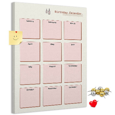 Geburtstagskalender aus Kork mit bedruckter Oberfläche und Platz für Notizen
