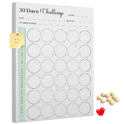 Kork-Pinnwand mit 30-Tage-Challenge-Planer