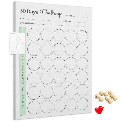 Kork-Pinnwand mit 30-Tage-Challenge-Planer