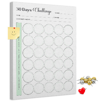 Kork-Pinnwand mit 30-Tage-Challenge-Planer