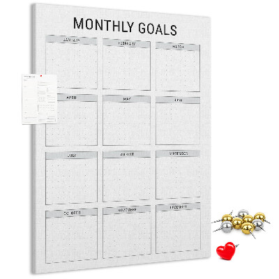 Pinnwand zur monatlichen Planung von Zielen