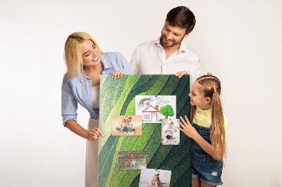 Kork-Pinnwand mit Motiv aus sanften grünen Blätterwellen