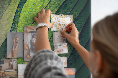 Kork-Pinnwand mit Motiv aus sanften grünen Blätterwellen