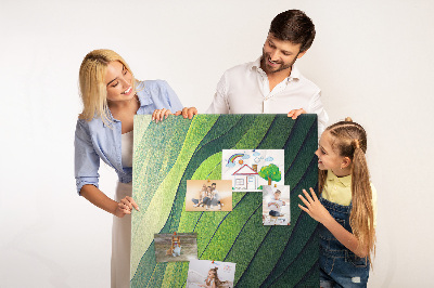 Kork-Pinnwand mit Motiv aus sanften grünen Blätterwellen
