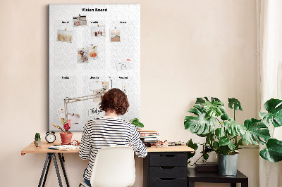 Bedruckte Korkplatte als Visionboard mit leeren Abschnitten