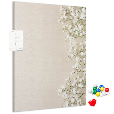 Pinnwand mit Motiv zarte Blüten auf neutralem Hintergrund