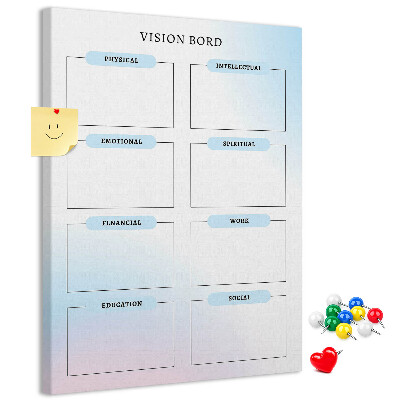 Korkplatte bedrucktes Visionboard für die persönliche Entwicklung