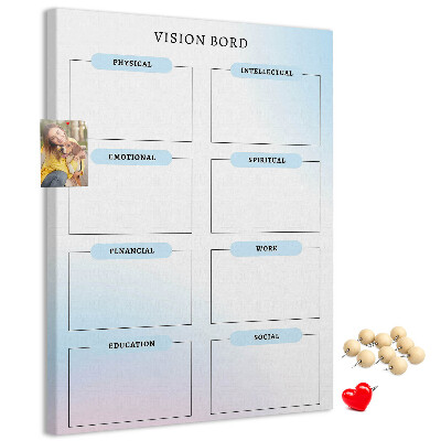 Korkplatte bedrucktes Visionboard für die persönliche Entwicklung