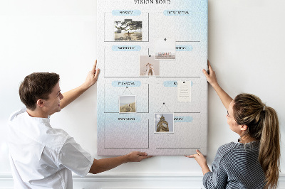 Korkplatte bedrucktes Visionboard für die persönliche Entwicklung