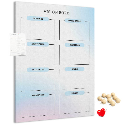 Korkplatte bedrucktes Visionboard für die persönliche Entwicklung