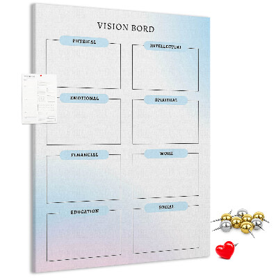 Korkplatte bedrucktes Visionboard für die persönliche Entwicklung