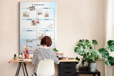 Korkplatte bedrucktes Visionboard für die persönliche Entwicklung