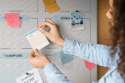 Korkplatte bedrucktes Visionboard für die persönliche Entwicklung