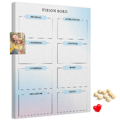 Korkplatte bedrucktes Visionboard für die persönliche Entwicklung