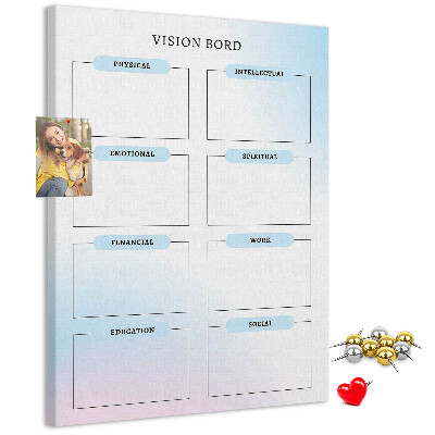 Korkplatte bedrucktes Visionboard für die persönliche Entwicklung