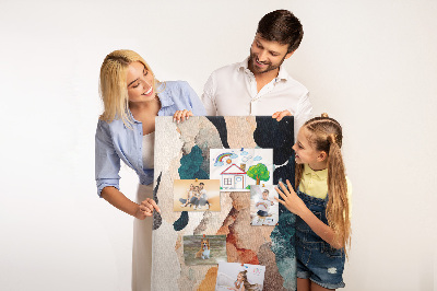 Korkplatte mit Druck mit abstraktem Fleckenmotiv in gedeckten Farben