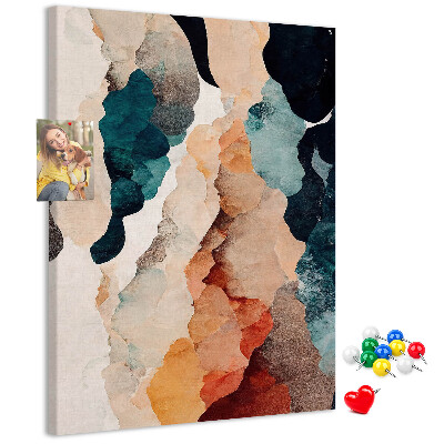 Korkplatte mit Druck mit abstraktem Fleckenmotiv in gedeckten Farben