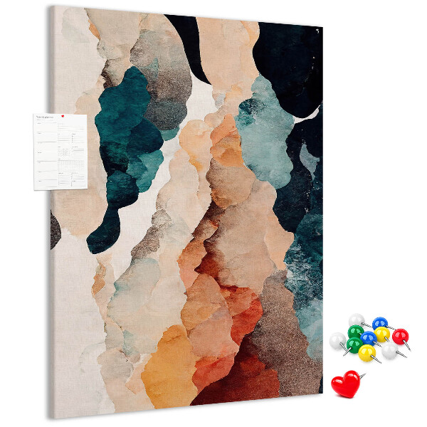 Korkplatte mit Druck mit abstraktem Fleckenmotiv in gedeckten Farben