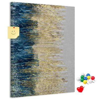 Kork-Pinnwand mit Motiv Goldene Linien vor dem blauen Meer