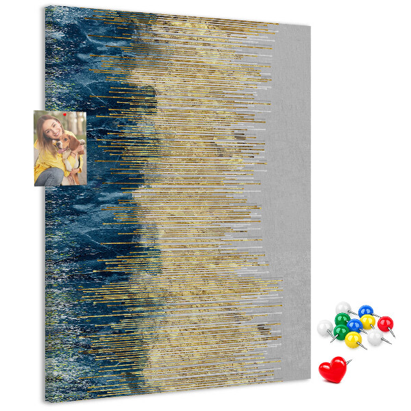 Kork-Pinnwand mit Motiv Goldene Linien vor dem blauen Meer