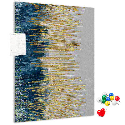 Kork-Pinnwand mit Motiv Goldene Linien vor dem blauen Meer