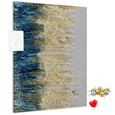 Kork-Pinnwand mit Motiv Goldene Linien vor dem blauen Meer