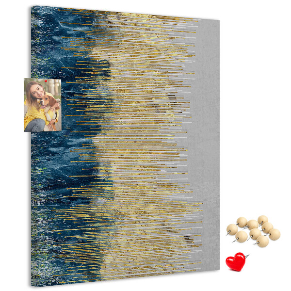 Kork-Pinnwand mit Motiv Goldene Linien vor dem blauen Meer