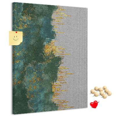Bedruckte Korkplatte mit Motiv abstrakte Landschaft in Grüntönen