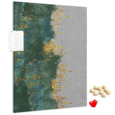 Bedruckte Korkplatte mit Motiv abstrakte Landschaft in Grüntönen