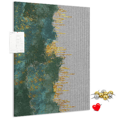 Bedruckte Korkplatte mit Motiv abstrakte Landschaft in Grüntönen