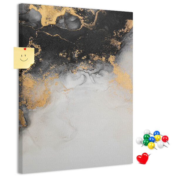 Bedruckte Korkplatte mit abstraktem Muster in Schwarz und Gold