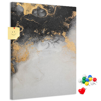 Bedruckte Korkplatte mit abstraktem Muster in Schwarz und Gold