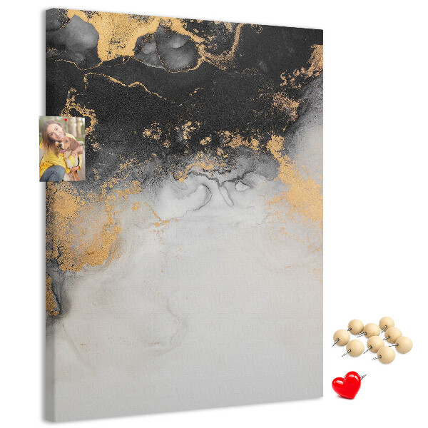 Bedruckte Korkplatte mit abstraktem Muster in Schwarz und Gold