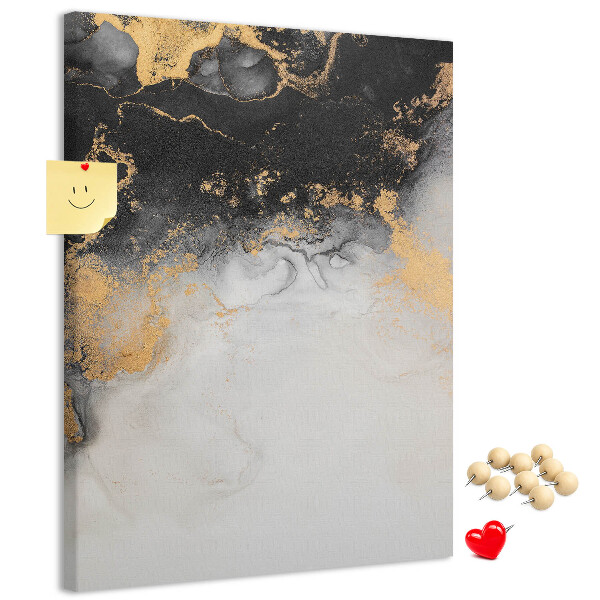 Bedruckte Korkplatte mit abstraktem Muster in Schwarz und Gold