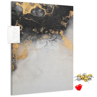Bedruckte Korkplatte mit abstraktem Muster in Schwarz und Gold