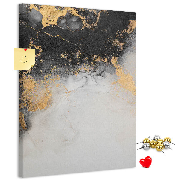 Bedruckte Korkplatte mit abstraktem Muster in Schwarz und Gold