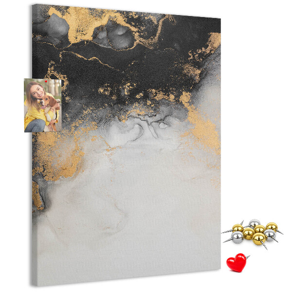 Bedruckte Korkplatte mit abstraktem Muster in Schwarz und Gold
