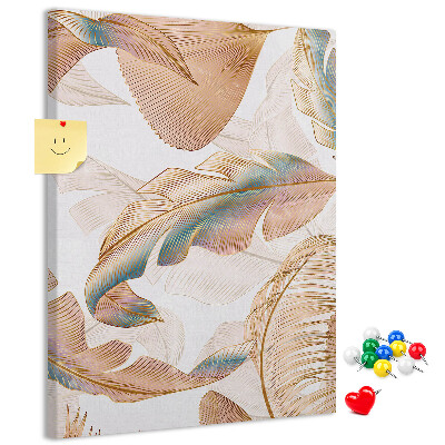 Pinnwand mit Motiv zarte Blätter in Pastelltönen