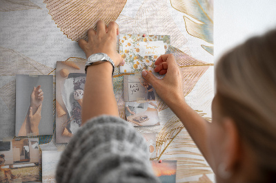 Pinnwand mit Motiv zarte Blätter in Pastelltönen
